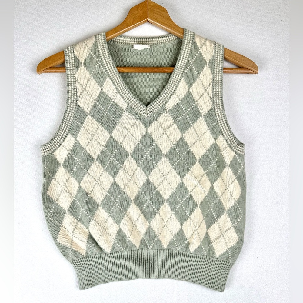 John Galt Brandy Melville Argyle Sweater Vest Preppy Academia Old Money